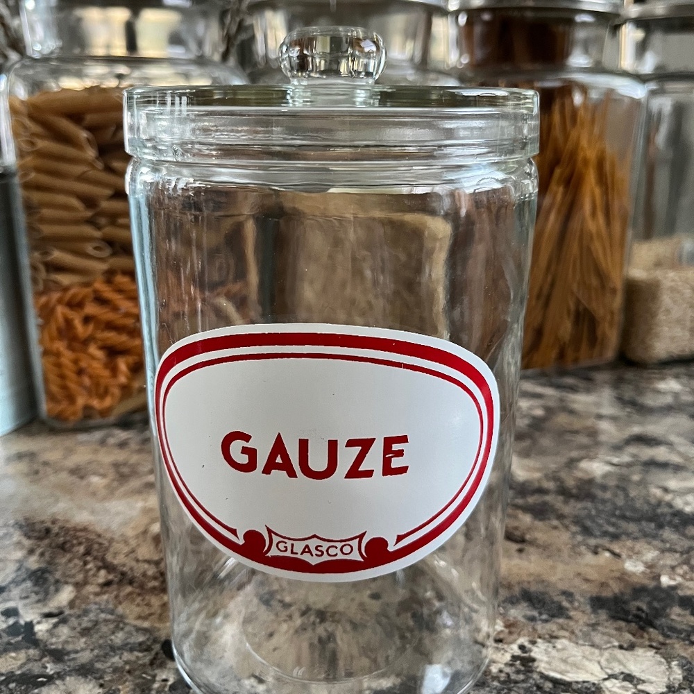 Vintage Glass Gauze Container & Lid